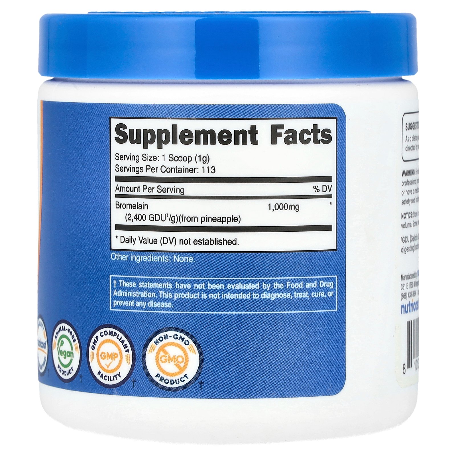 Nutricost Bromélaïne en poudre, non aromatisée – 113 g – photo 2