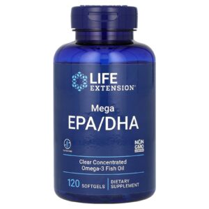 Life Extension Mega EPA/DHA – 120 capsules à enveloppe molle de gélatine de poisson