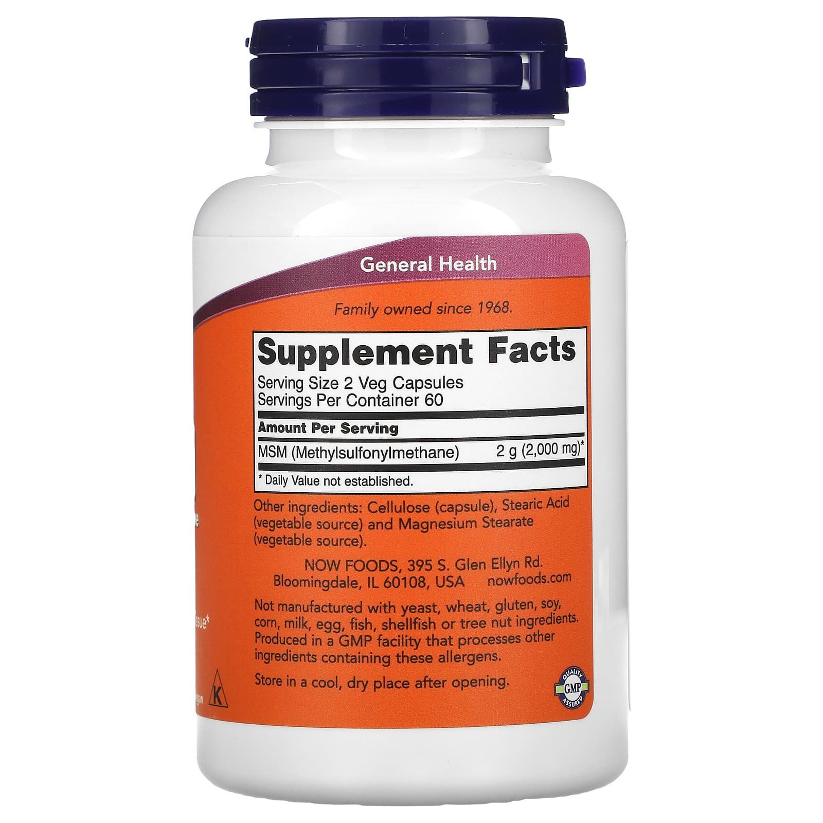NOW Foods MSM méthylsulfonylméthane 1000 mg – 120 capsules végétales – photo 2