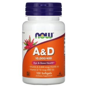 NOW Foods Vitamines A et D – 100 capsules à enveloppe molle