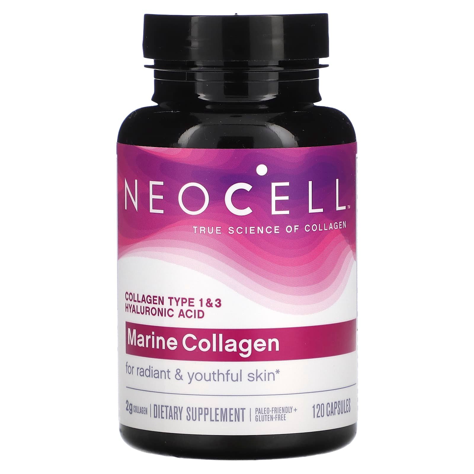 NeoCell Peptides de collagène marin + Acide hyaluronique – 120 capsules de gélatine marine