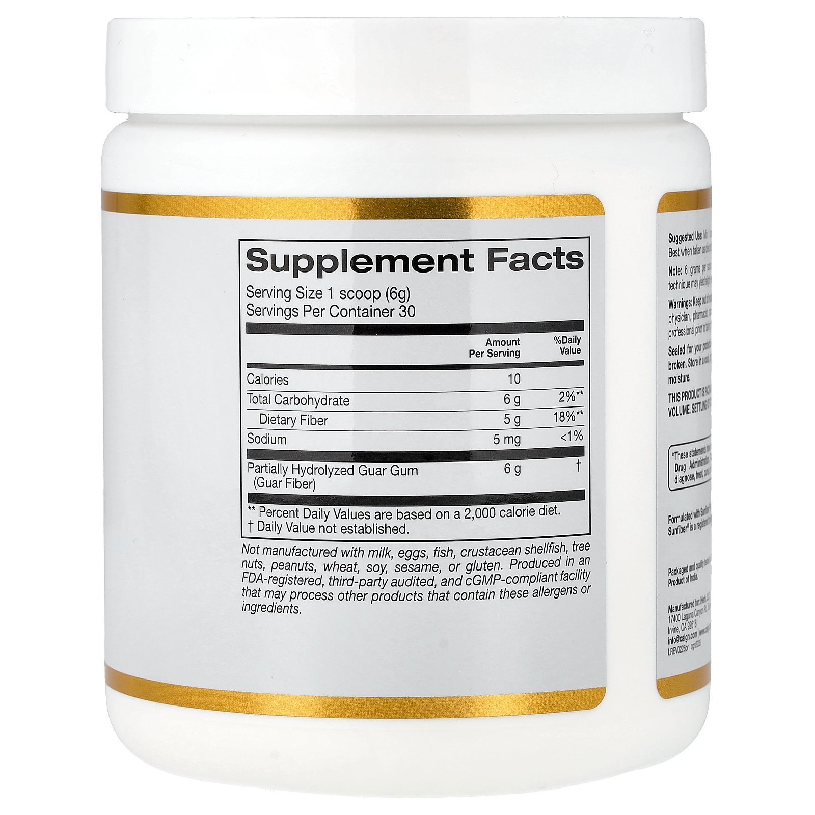 California Gold Nutrition Fibre prébiotique – 180 g – photo 2