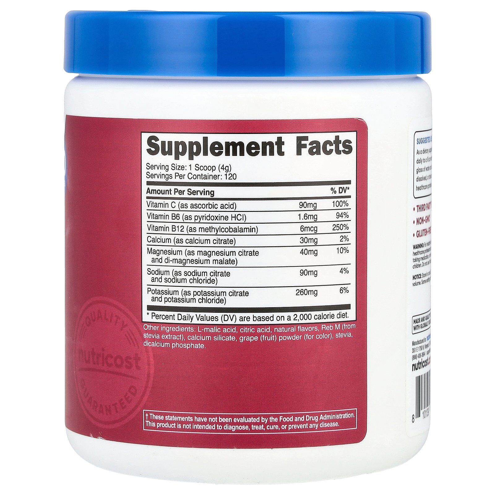 Nutricost Électrolytes, complexe d'hydratation avancée, raisin – 468 g – photo 2