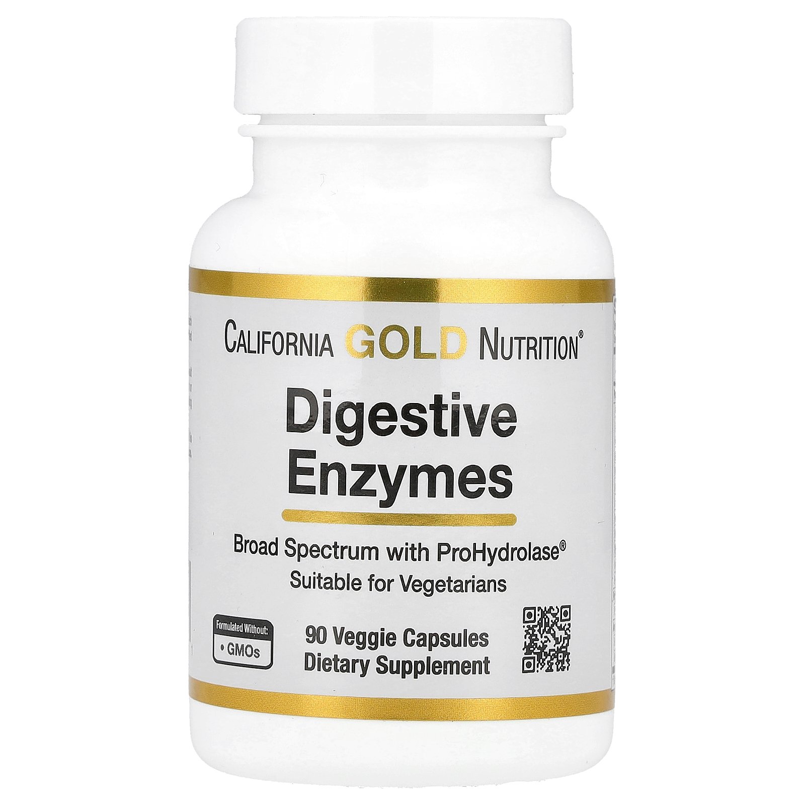 California Gold Nutrition Enzymes digestives avec mélange d'enzymes ProHydrolase® et amylase – 90 capsules vég