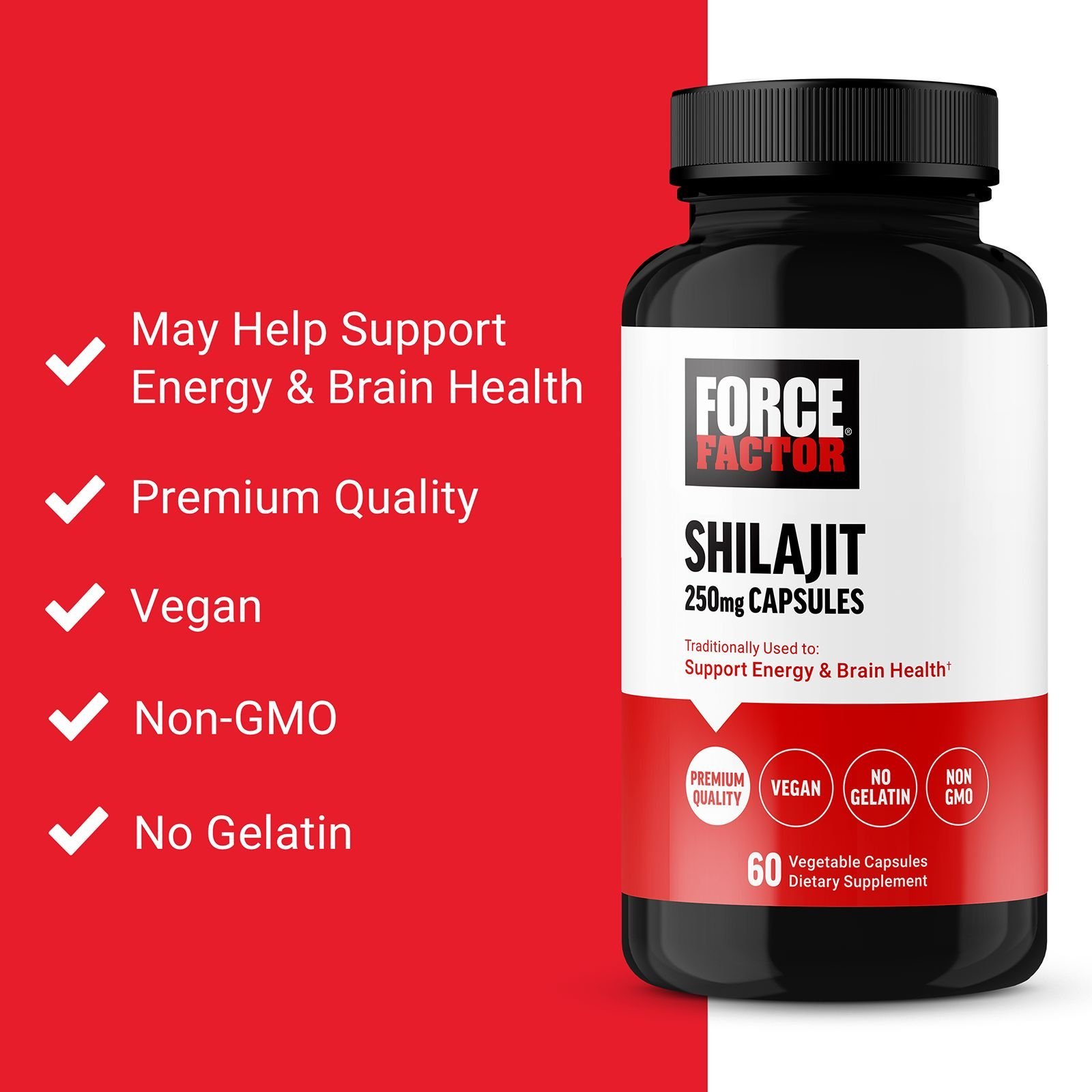 Force Factor Shilajit, 250 mg – 60 capsules végétales – photo 3