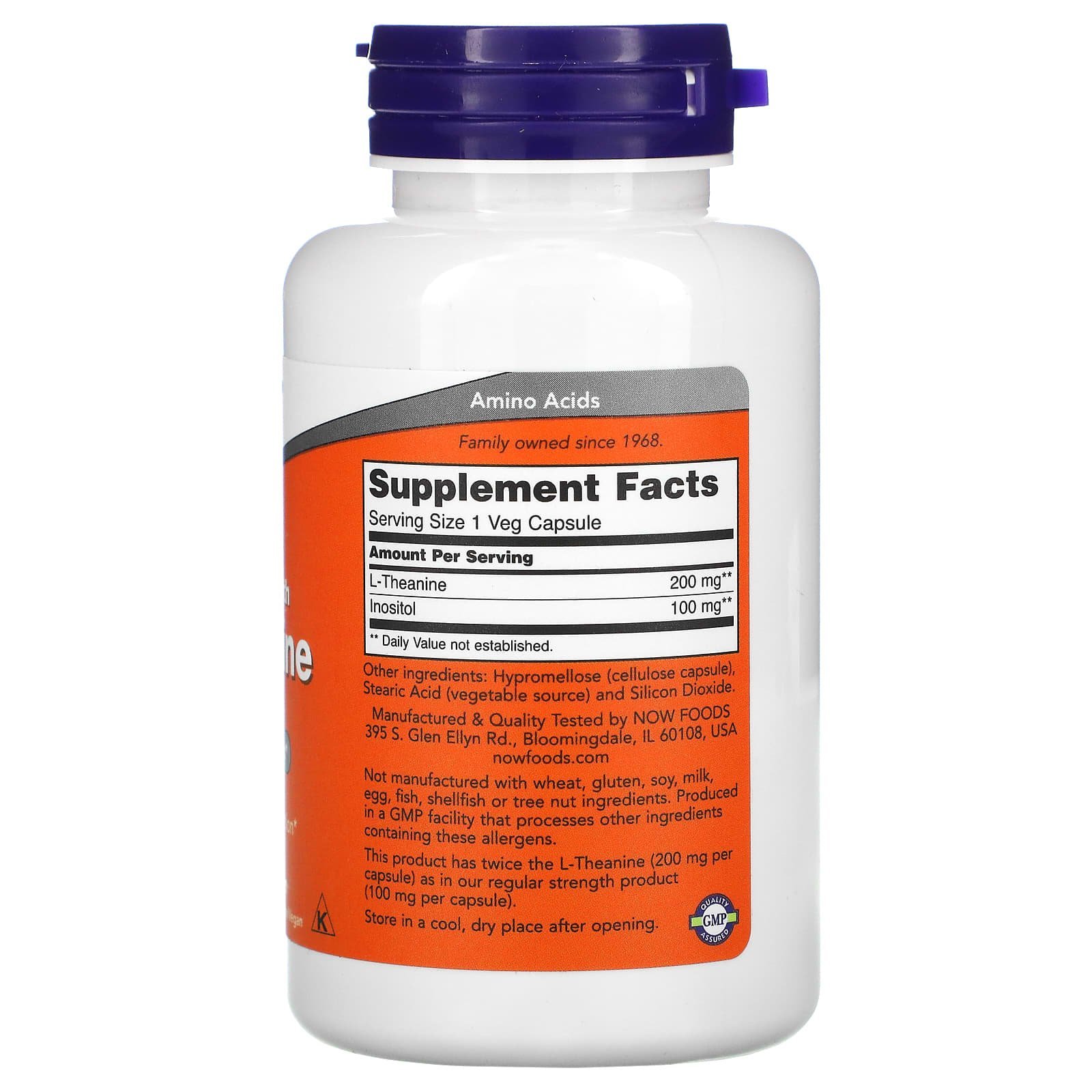 NOW Foods L-théanine double efficacité 200 mg – 120 capsules végétariennes – photo 2