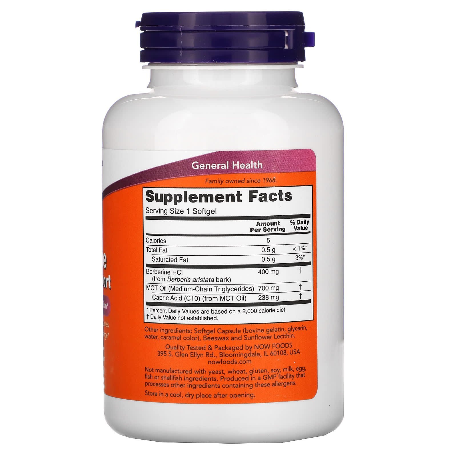 NOW Foods Berbérine 400 mg – 90 capsules à enveloppe molle – photo 2