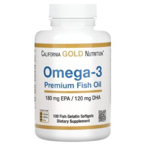 California Gold Nutrition Huile de poisson premium oméga-3 – 100 capsules à enveloppe molle de gélatine de poi