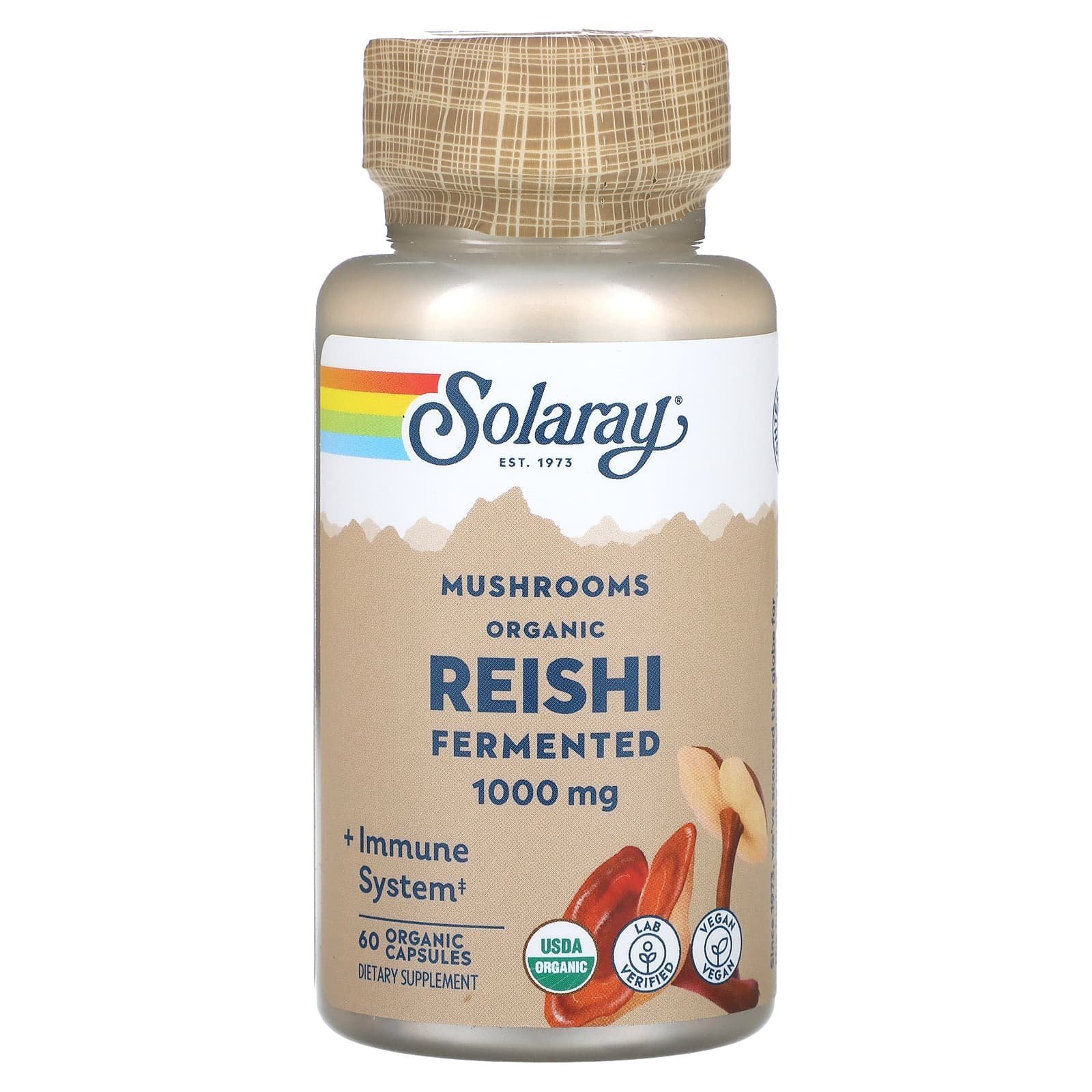 Solaray Reishi fermenté biologique 1000 mg – 60 capsules biologiques (500 mg par capsule)