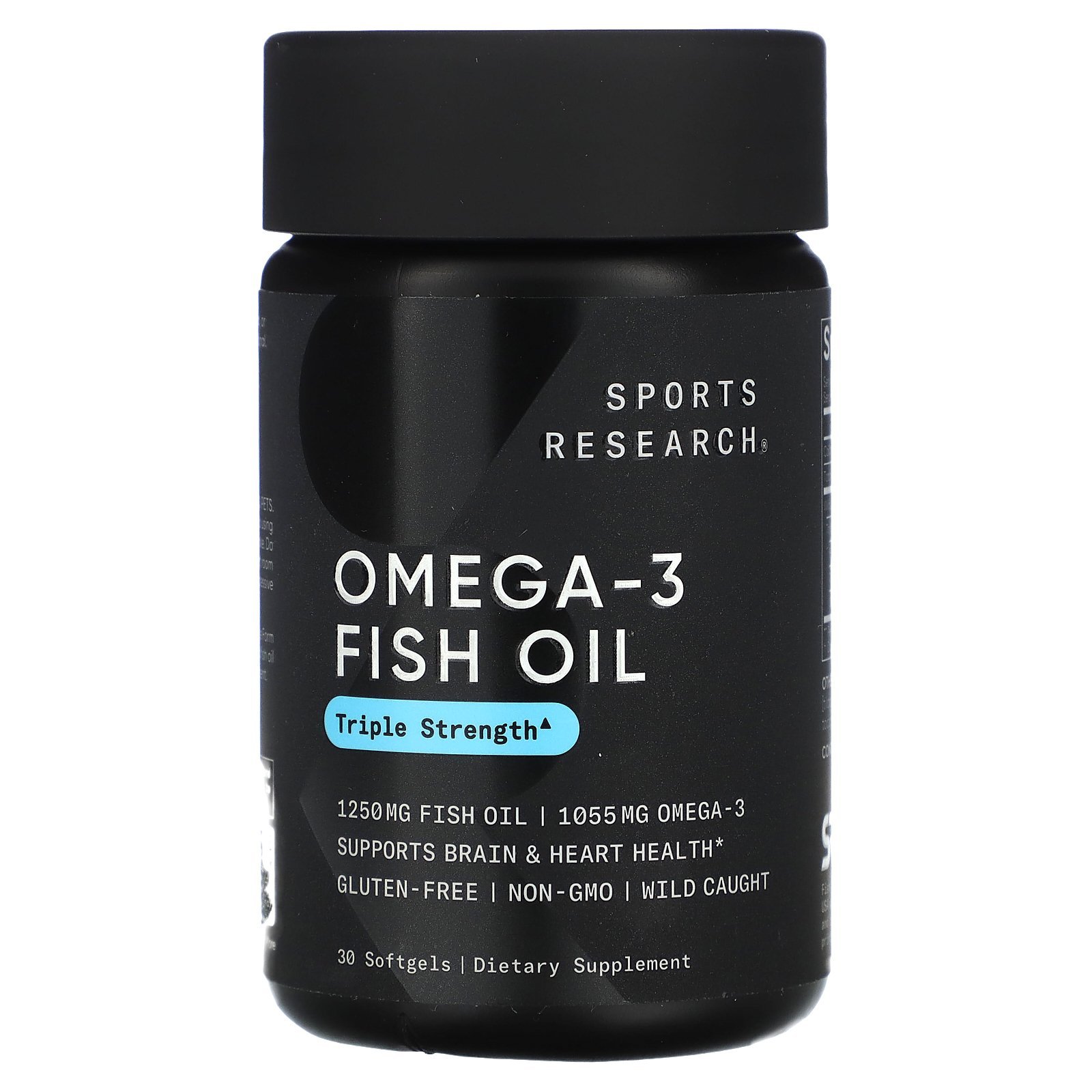 Sports Research Huile de poisson oméga-3, triple efficacité – 30 capsules molles