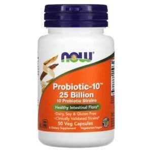 NOW Foods Probiotic-10 – 25 milliards d'UFC – 50 capsules végétales