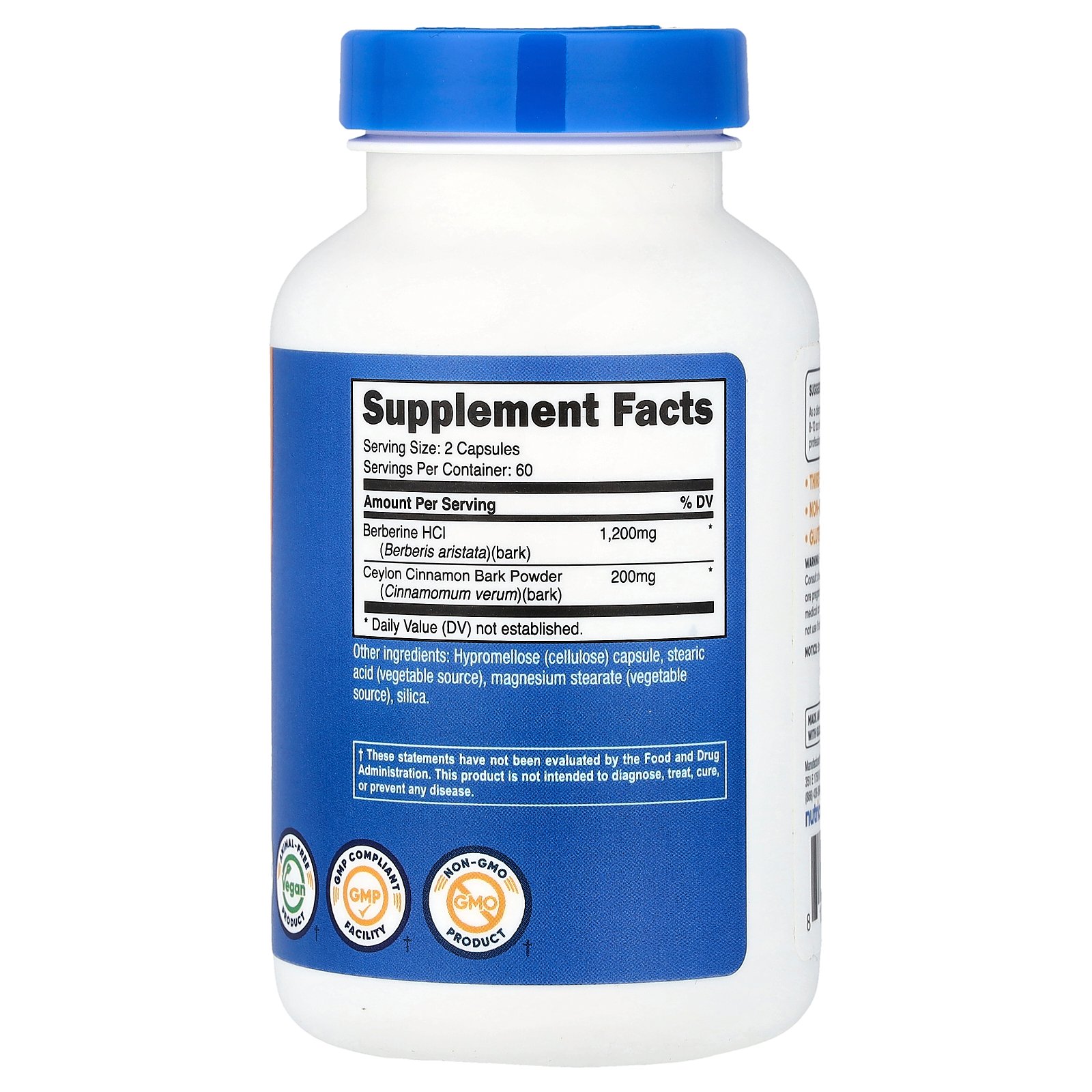 Nutricost Chlorhydrate de berbérine avec cannelle de Ceylan – 120 capsules – photo 2