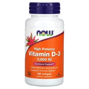 NOW Foods Vitamine D3 1000 UI – 180 capsules molles