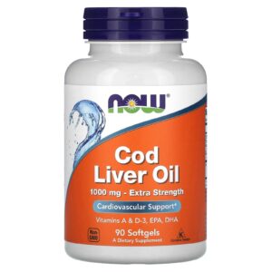 NOW Foods Huile de foie de morue 1000 mg – 90 capsules à enveloppe molle