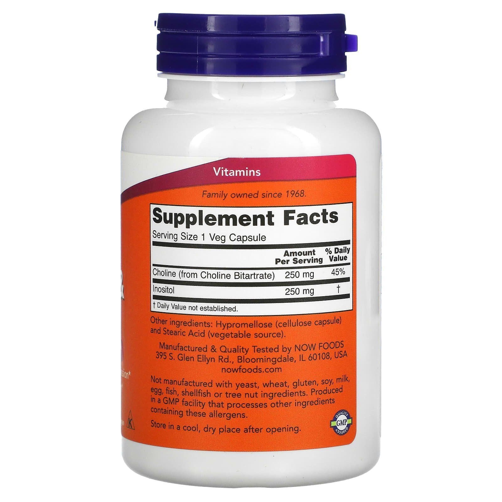 NOW Foods Choline et inositol – 100 capsules végétales – photo 2