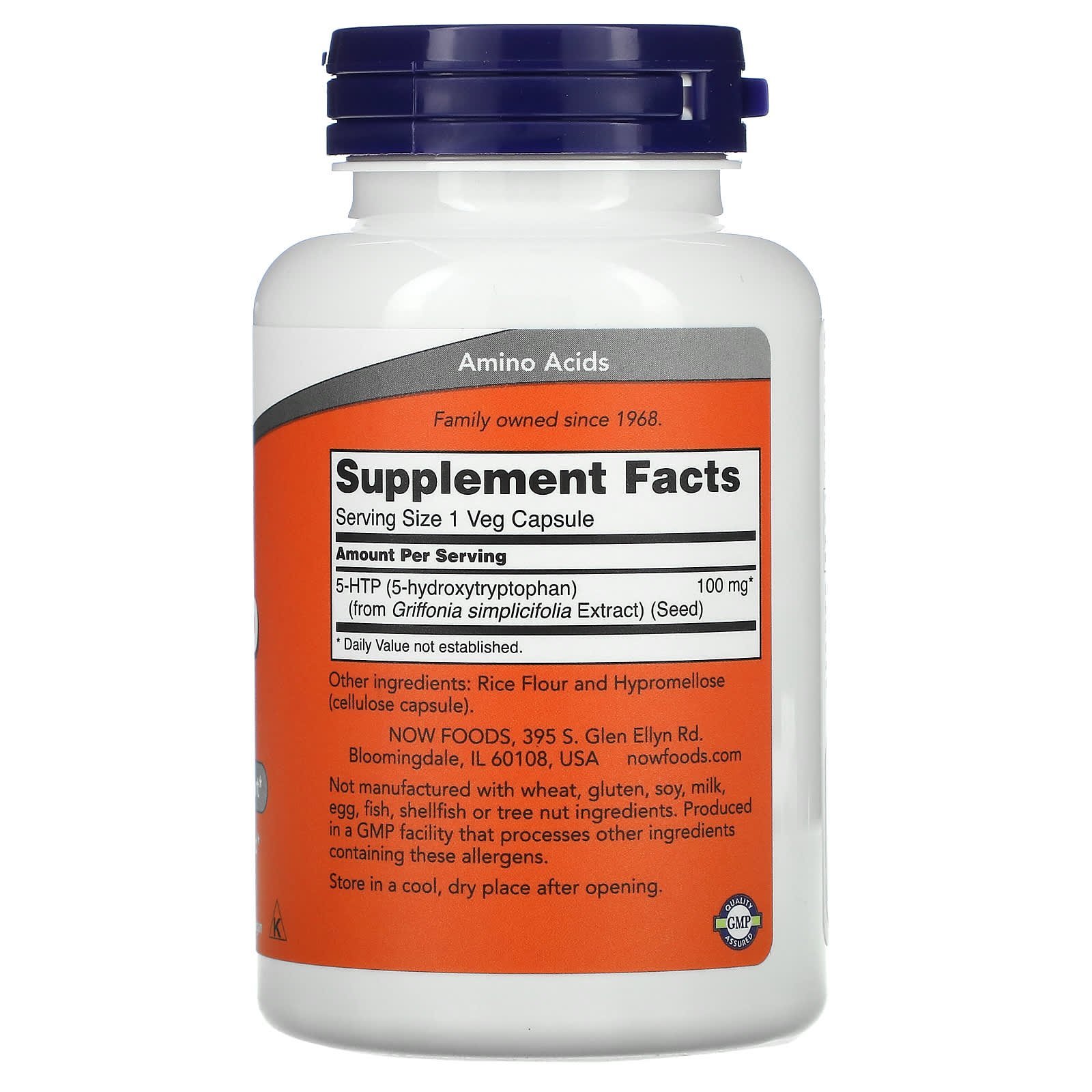 NOW Foods 5-HTP 100 mg – 120 capsules végétales – photo 2