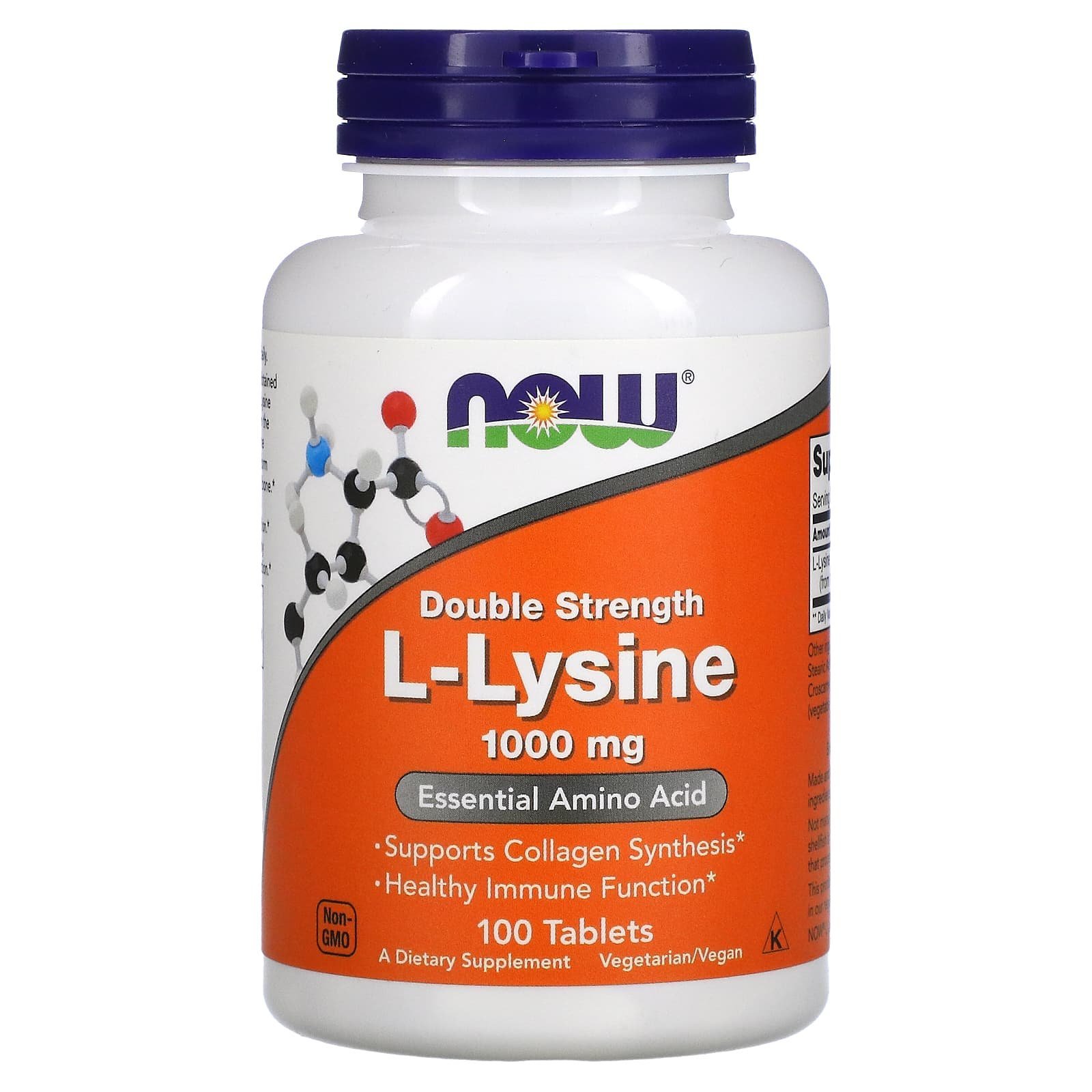 NOW Foods L-lysine double efficacité 1000 mg – 100 comprimés