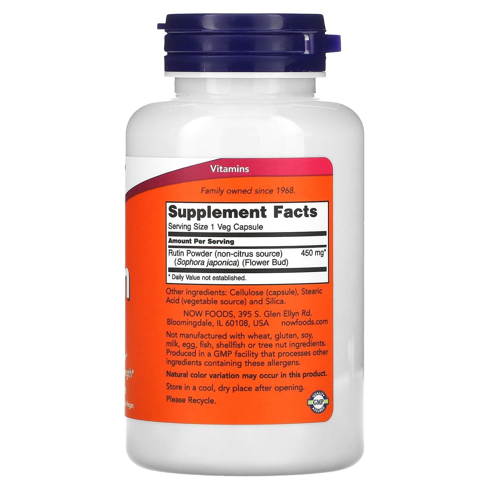 NOW Foods Rutine 450 mg – 100 capsules végétariennes – photo 2
