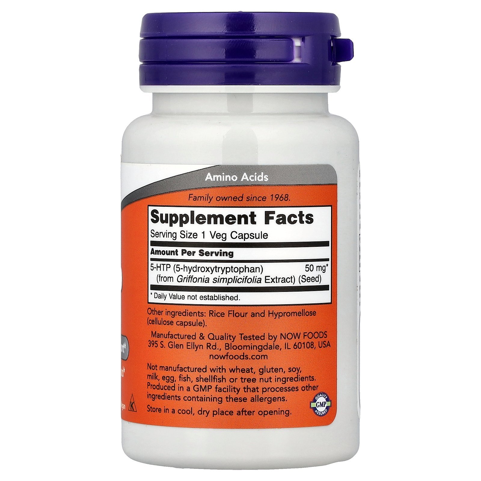 NOW Foods 5-HTP, 50 mg – 30 capsules végétariennes – photo 2
