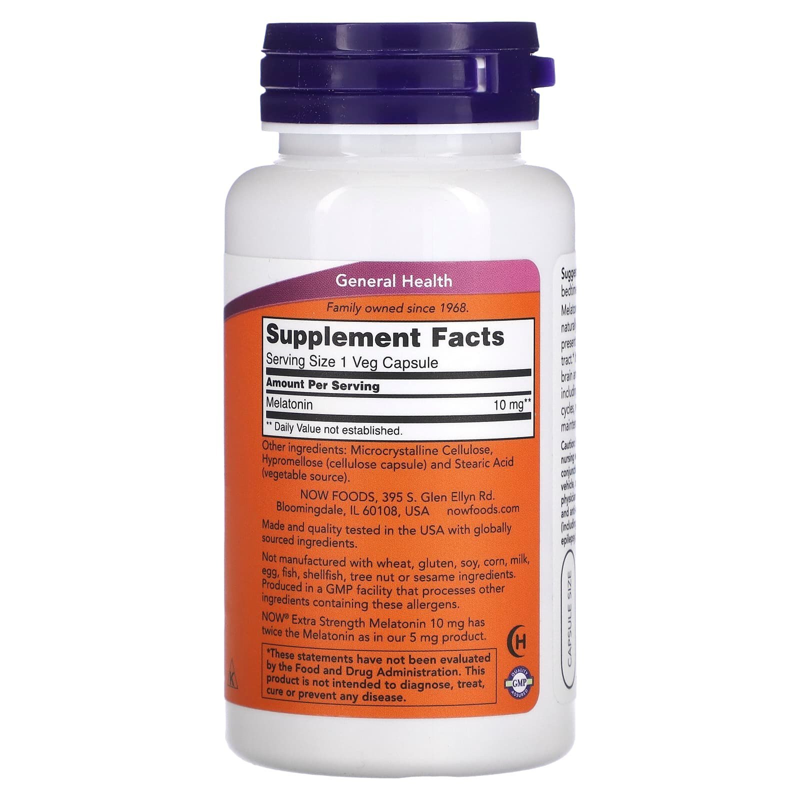 NOW Foods Mélatonine extrapuissante 10 mg – 100 capsules végétales – photo 2