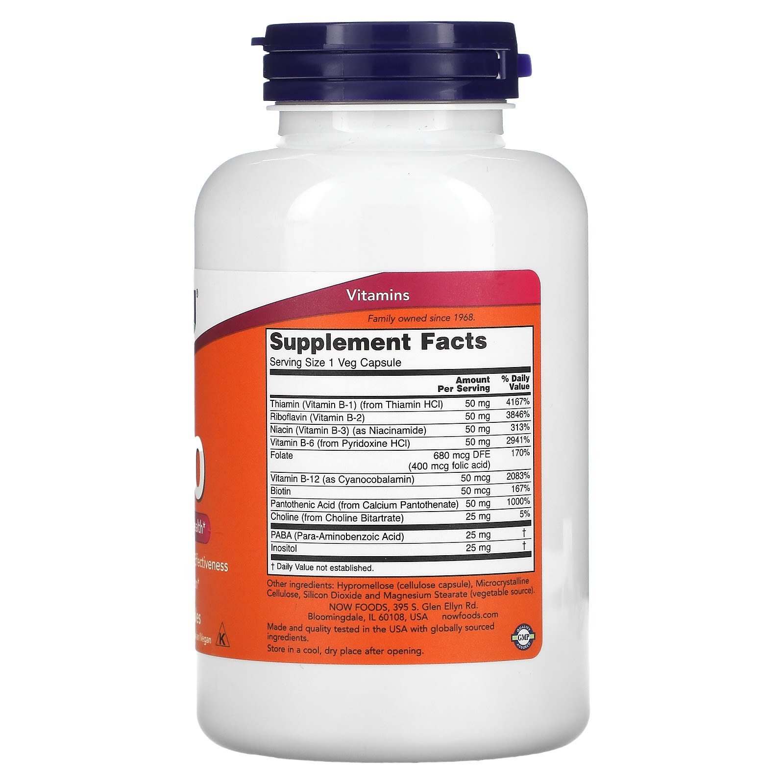 NOW Foods Vitamine B-50 – 250 capsules végétales – photo 2