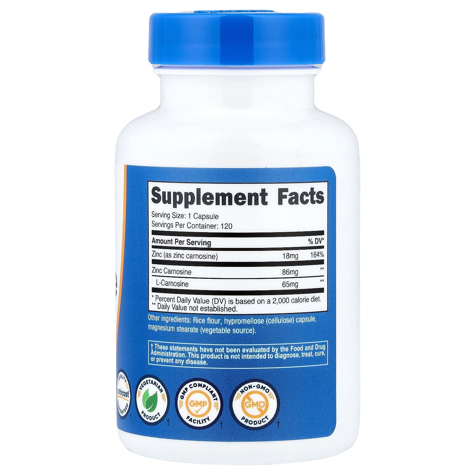 Nutricost Zinc carnosine – 120 capsules – photo 2