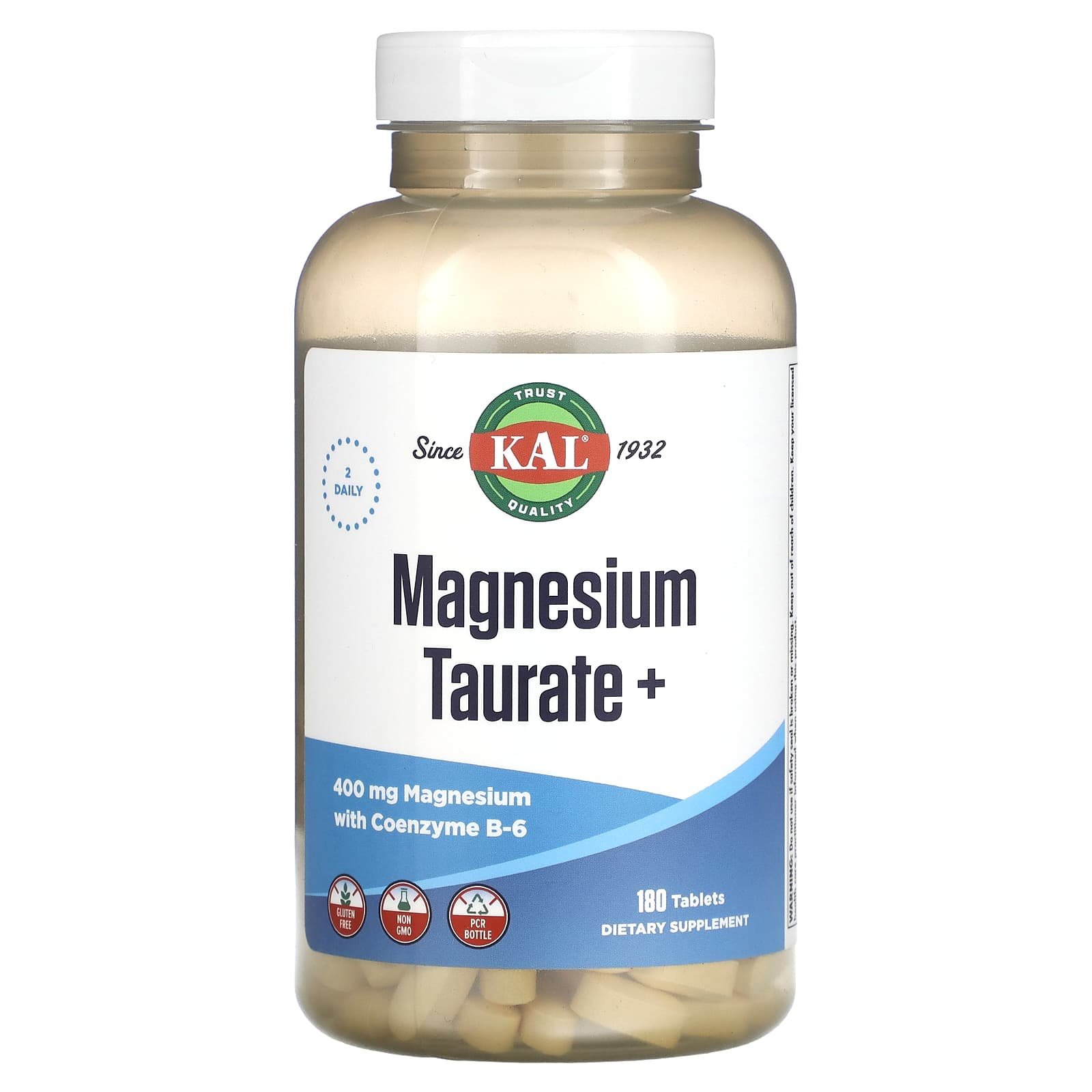 KAL Taurate de magnésium+ 400 mg – 180 comprimés (200 mg par comprimé)