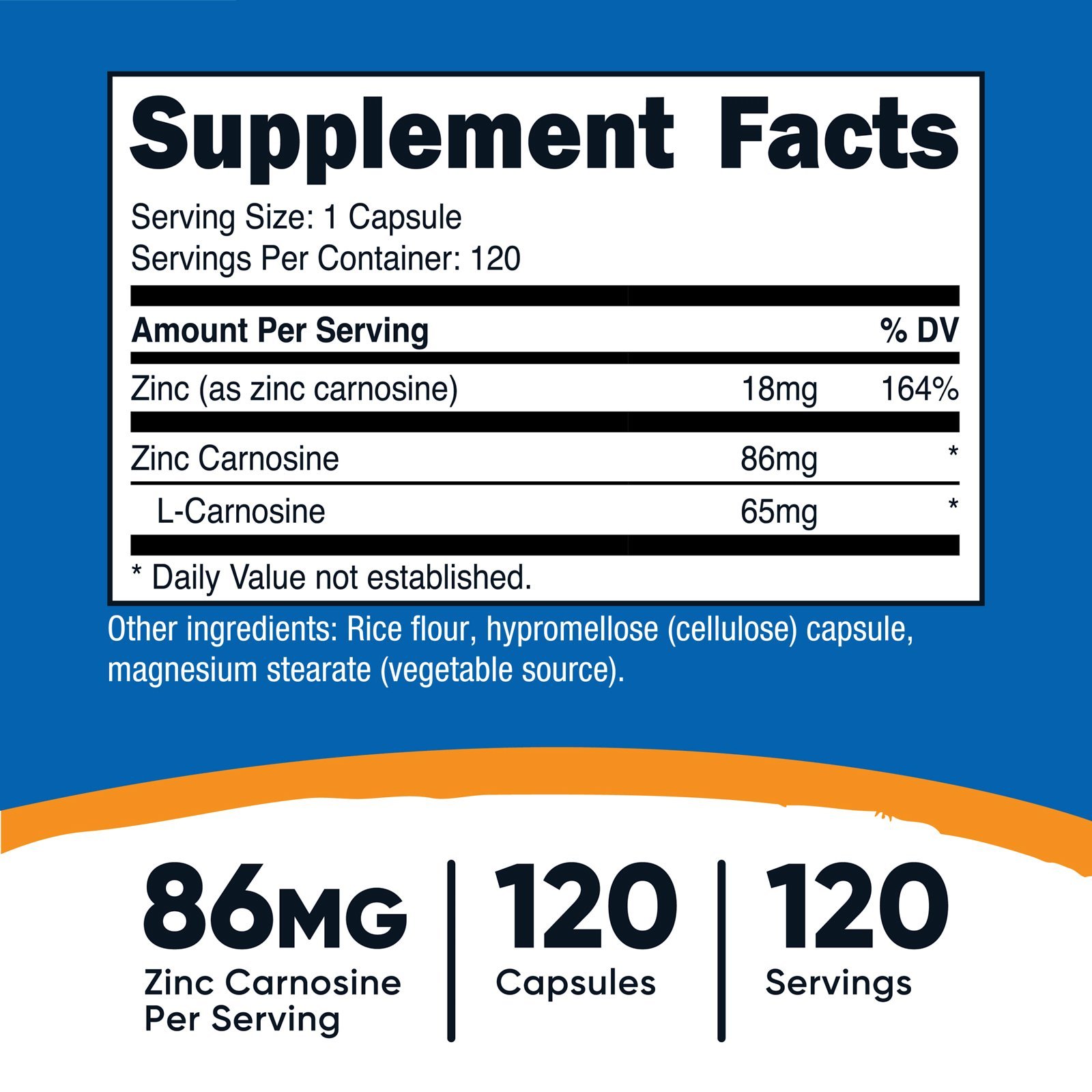 Nutricost Zinc carnosine – 120 capsules – photo 3