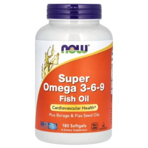 NOW Foods Super Oméga 3-6-9 – 180 capsules à enveloppe molle