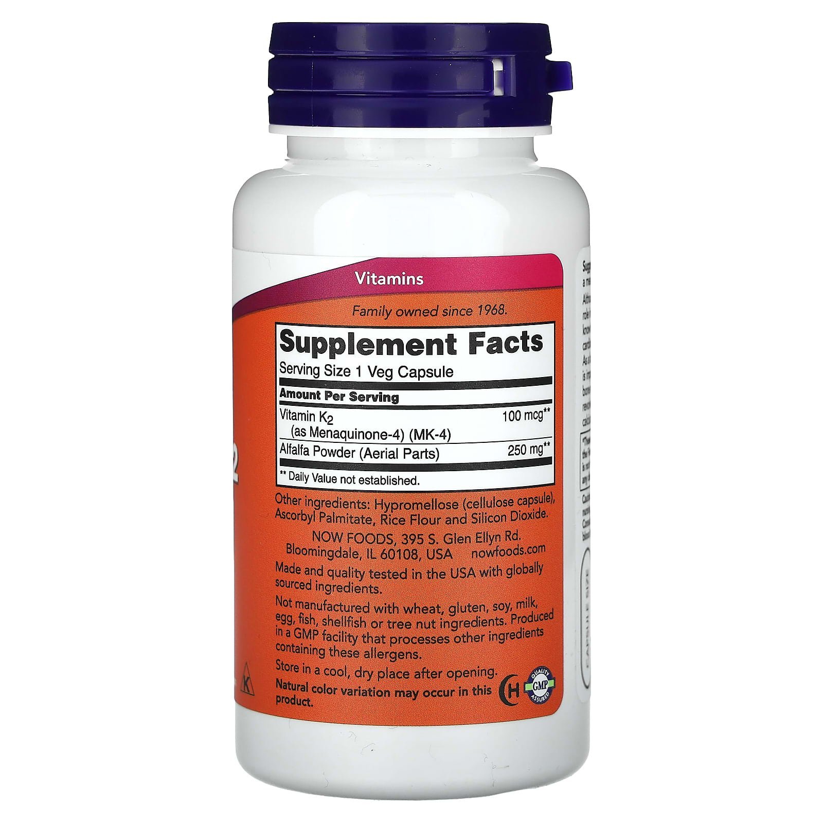 NOW Foods Vitamine K2 (MK-4) 100 µg – 100 capsules végétales – photo 2