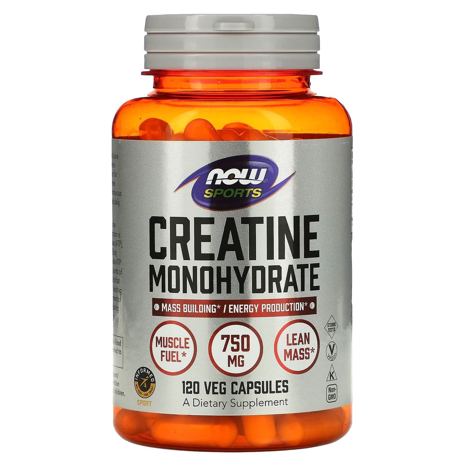 NOW Foods Sports Créatine monohydrate 750 mg – 120 capsules végétales