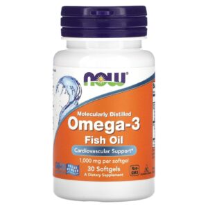 NOW Foods Huile de poisson riche en oméga-3 – 30 capsules molles