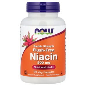 NOW Foods Niacine sans rougeurs, 500 mg – 90 capsules végétariennes