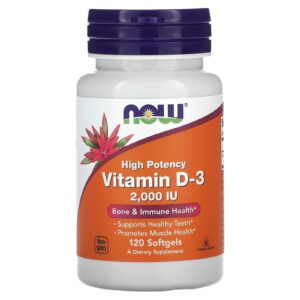 Vitamine D3 Haute efficacité 50 µg (2000 UI) 120 capsules à enveloppe molle