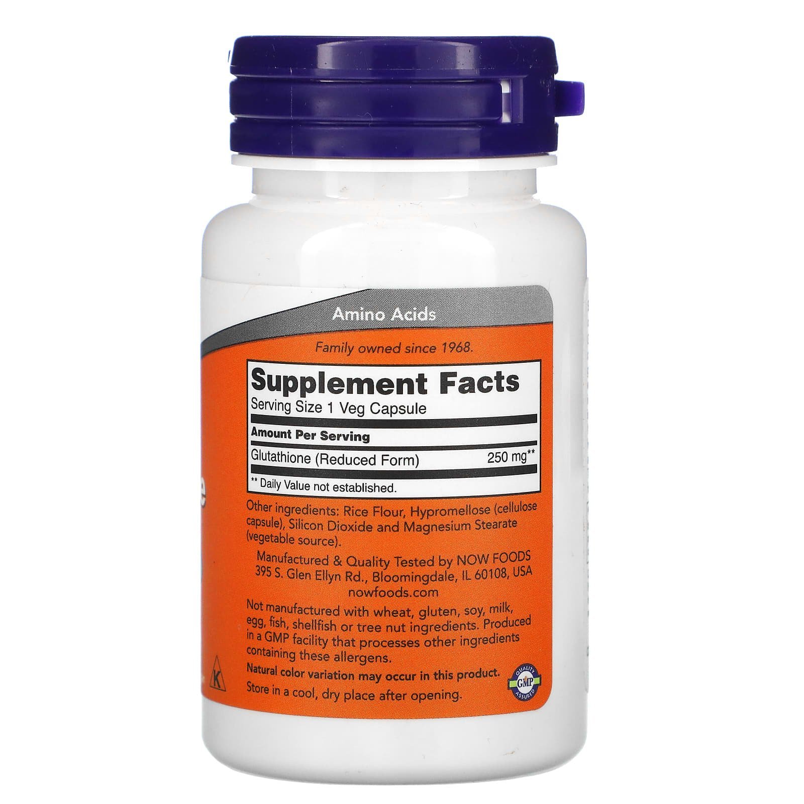 NOW Foods Glutathion 250 mg – 60 capsules végétariennes – photo 2