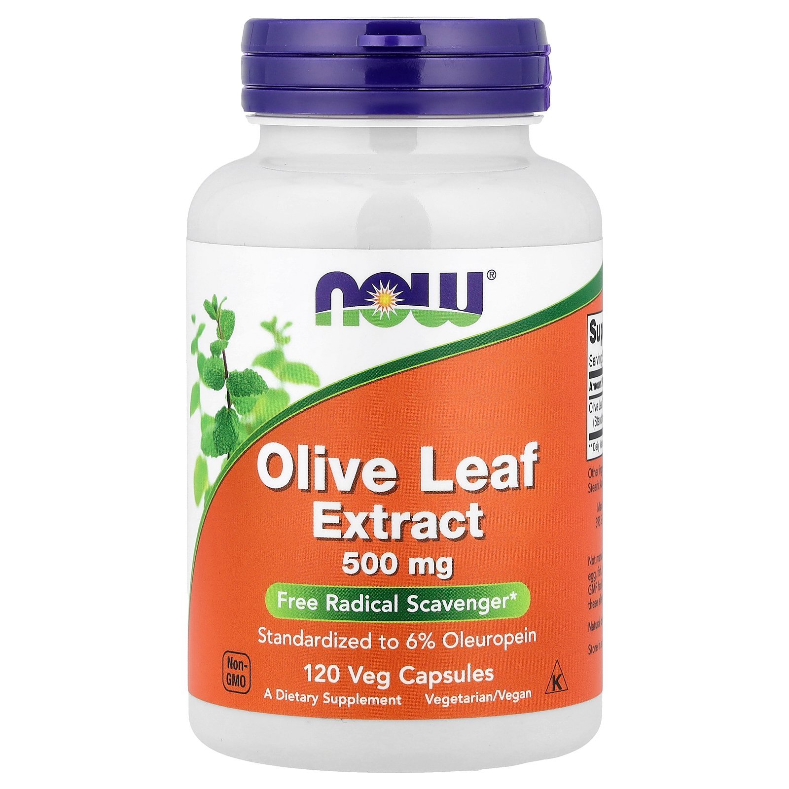 NOW Foods Extrait de feuille d'olivier, 500 mg – 120 capsules végétariennes