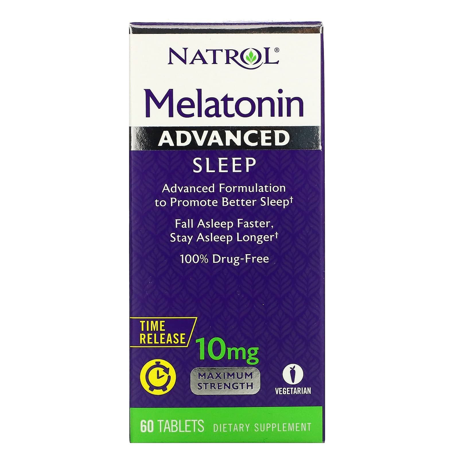 Natrol Mélatonine – Amélioration du sommeil – Libération prolongée – 10 mg – 60 comprimés