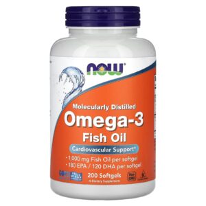 NOW Foods Huile de poisson riche en oméga-3 – 200 capsules molles