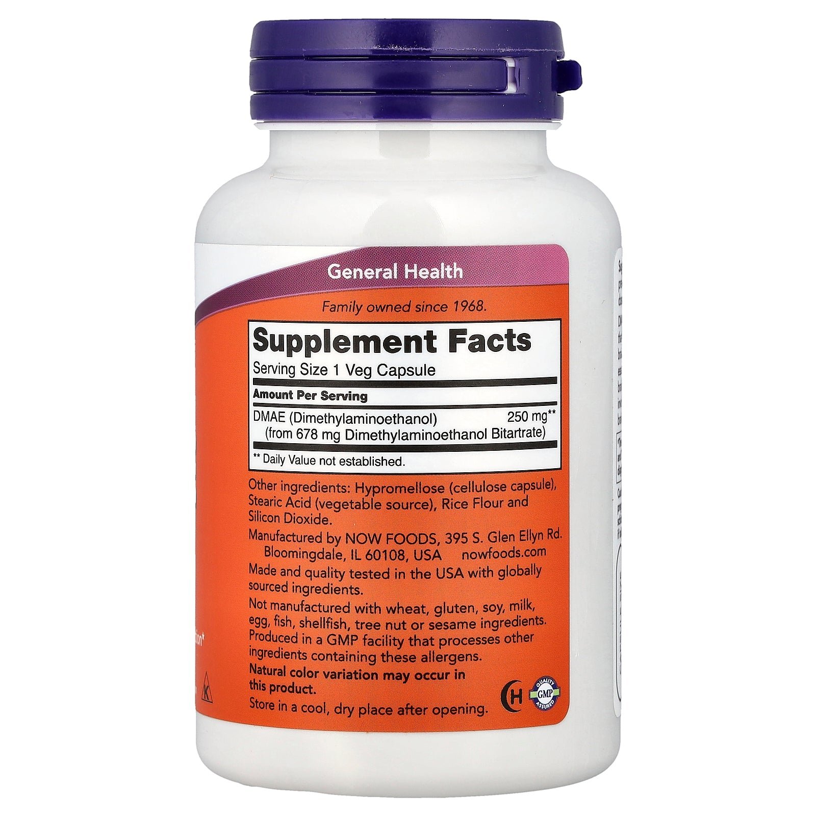 NOW Foods DMAE 250 mg – 100 gélules végétales – 2