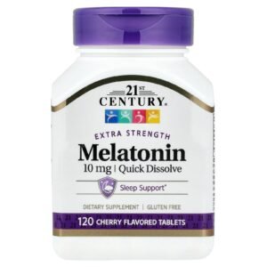 21st Century Mélatonine à dissolution rapide, cerise, 10 mg – 120 comprimés