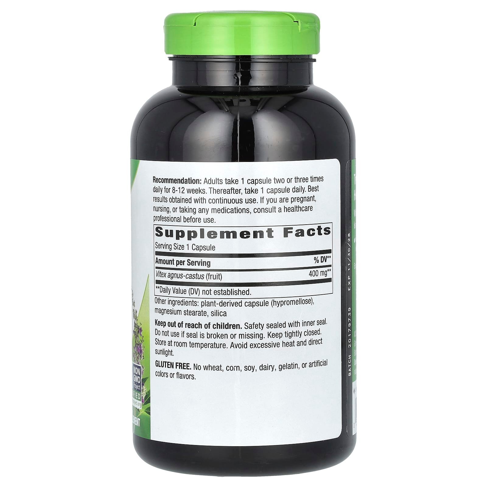 Nature's Way Fruit de gattilier (Vitex) 400 mg – 320 capsules véganes – photo 2