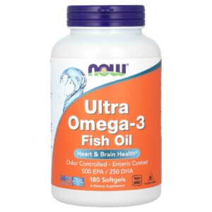 NOW Foods Huile de poisson Ultra Oméga-3 – 180 capsules molles