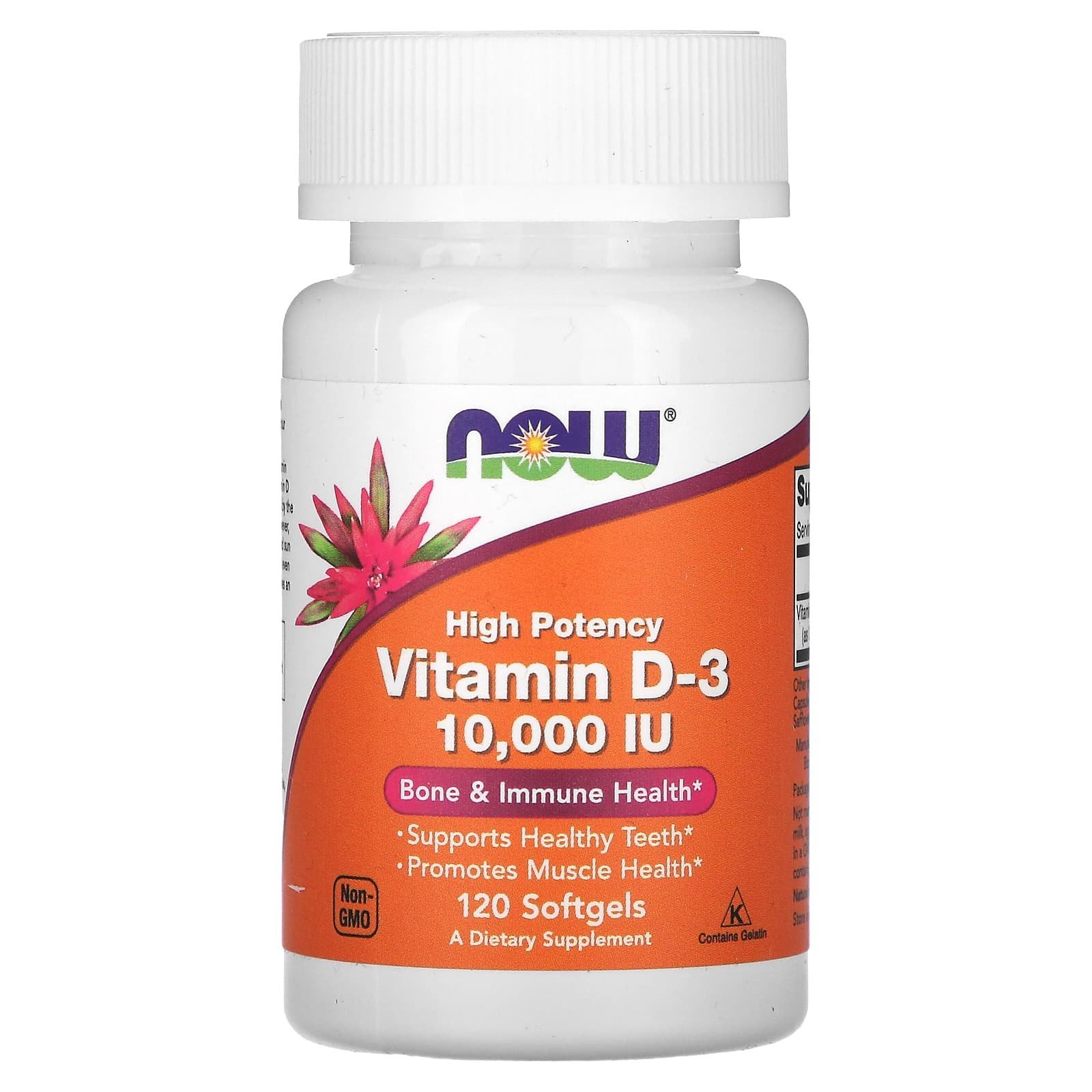 NOW Foods Vitamine D3 10 000 UI – 120 capsules molles