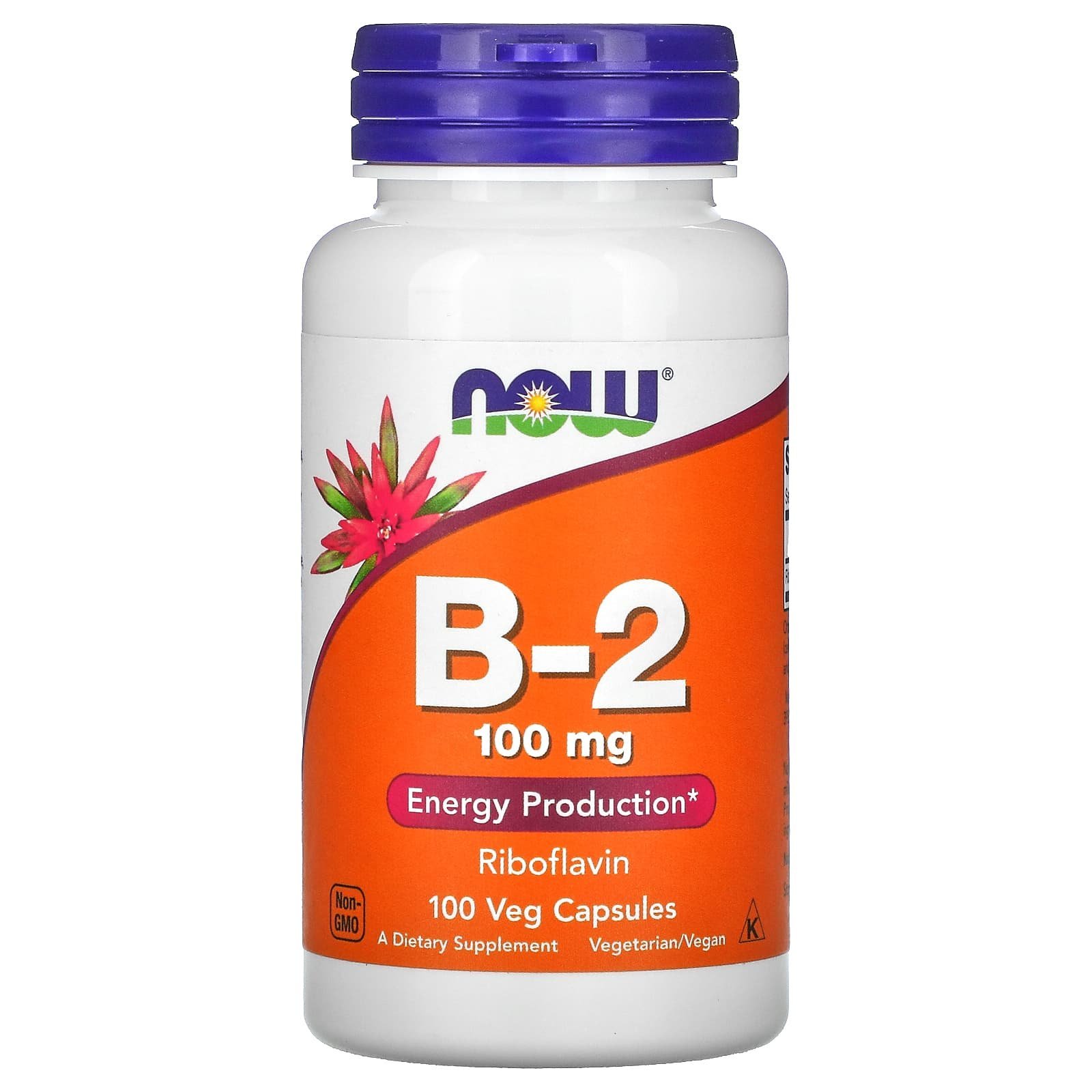 NOW Foods Vitamine B2 100 mg (riboflavine) – 100 capsules végétariennes