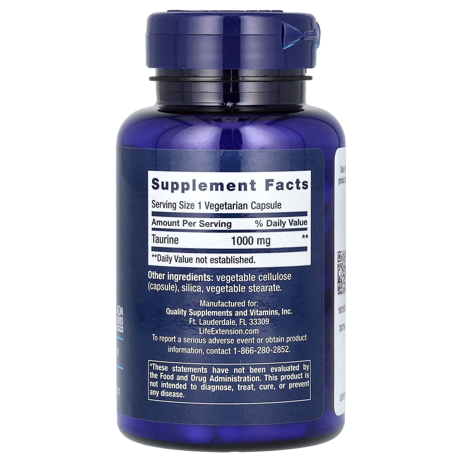 Life Extension Taurine 1 000 mg – 90 capsules végétariennes – photo 2