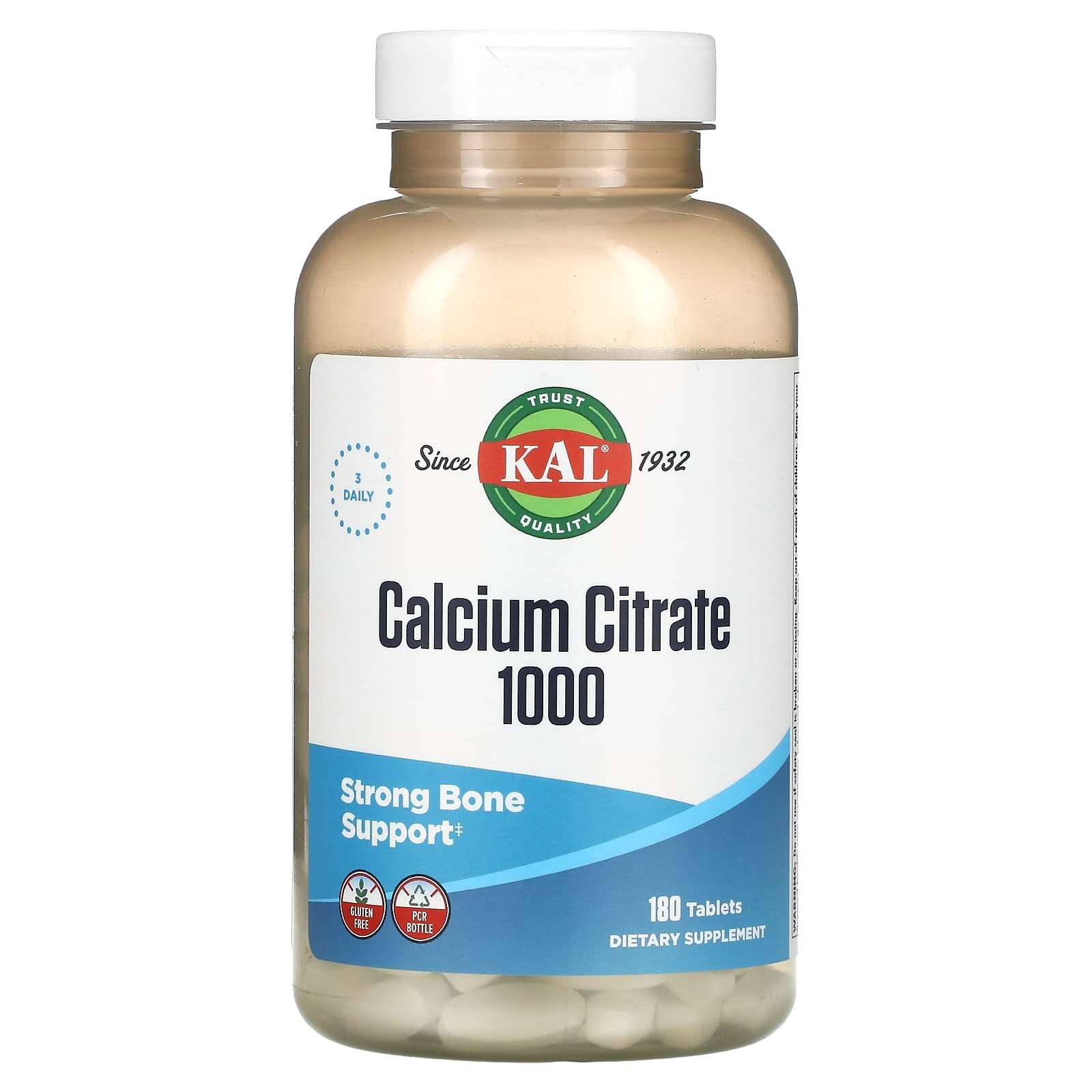 KAL Citrate de calcium 1000 – 180 comprimés (333 mg par comprimé)