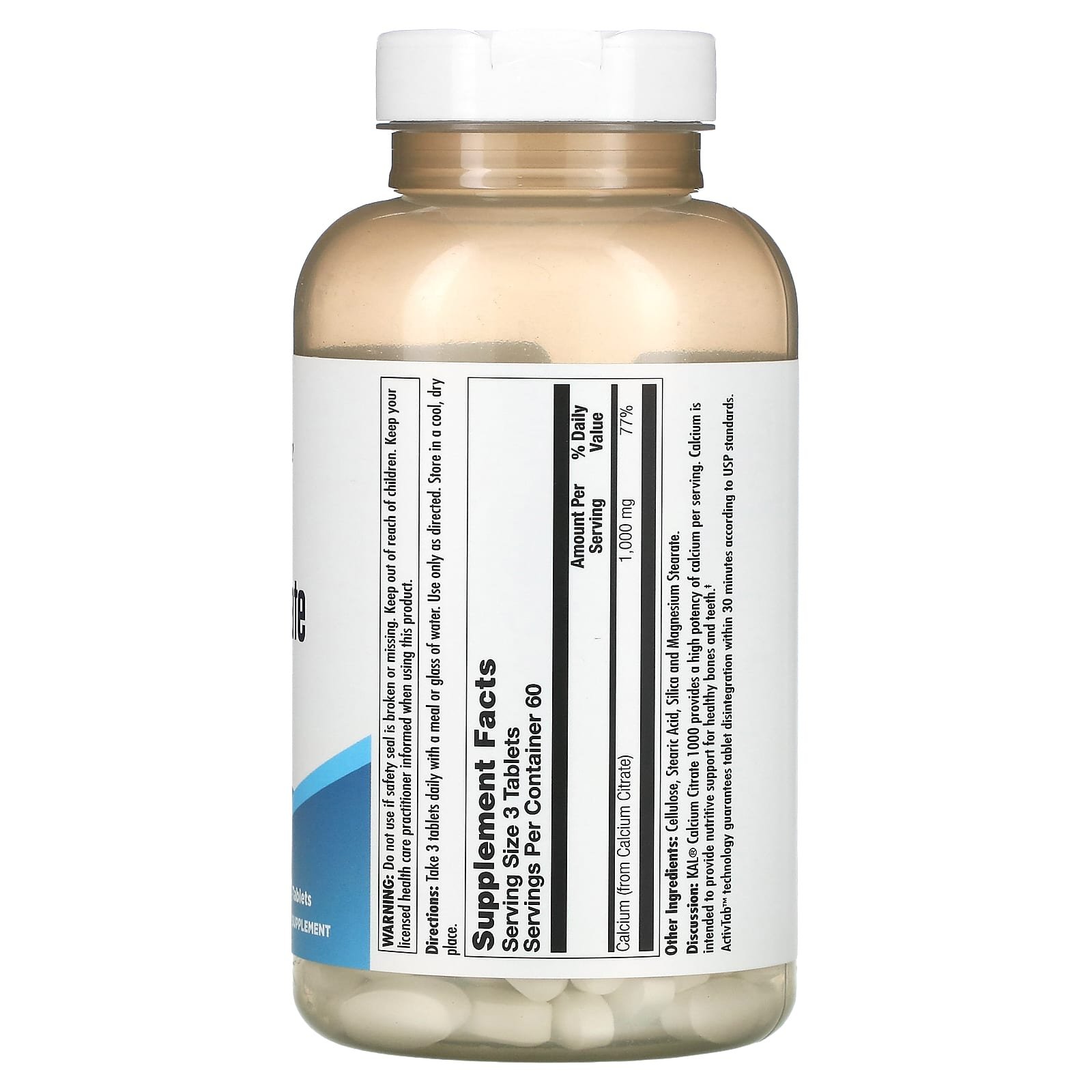 KAL Citrate de calcium 1000 – 180 comprimés (333 mg par comprimé) – photo 2