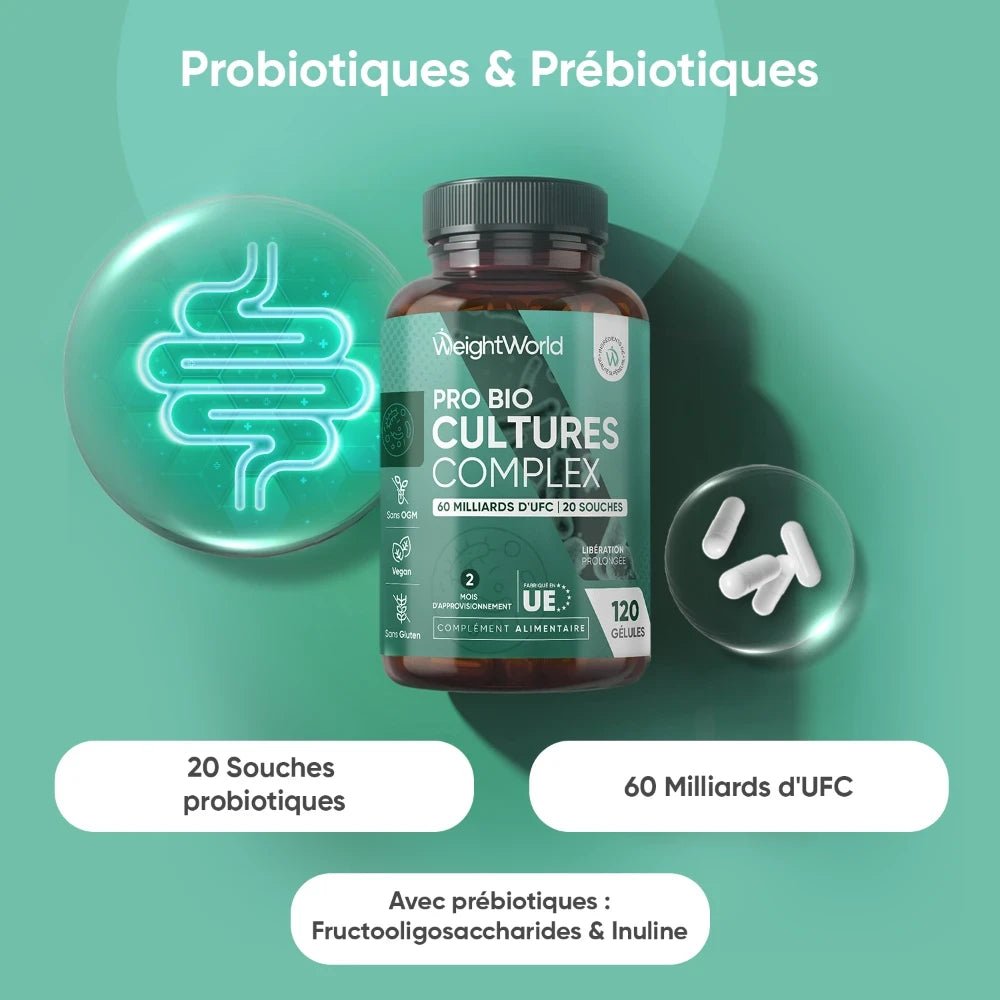 Probiotiques Pro Bio Cultures Complex WeightWorld – 120 gélules – 2