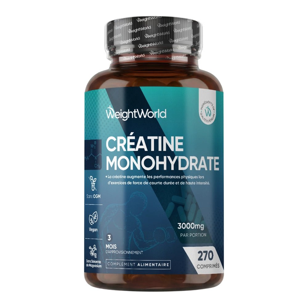 Créatine monohydrate 3000 mg en comprimés WeightWorld – 270 comprimés