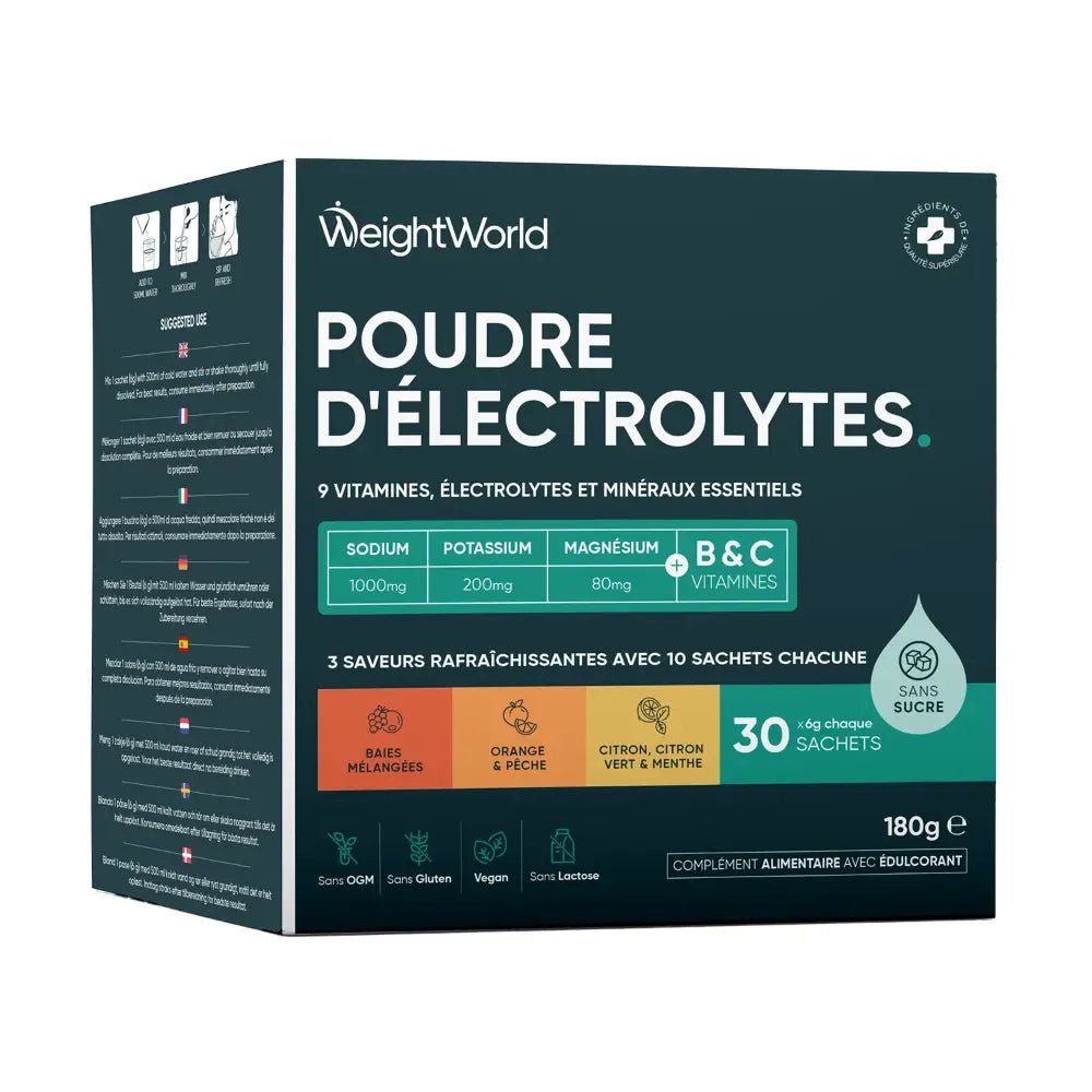 Électrolytes en poudre WeightWorld – 30 sachets